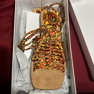 Brand new tie up sandals Never Used in box size 9